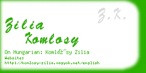 zilia komlosy business card